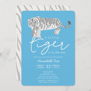 Maman Tiger & Cub Baby shower Bleu Invitation