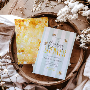 Maman to Bee Honey Neutre Baby shower Invitation