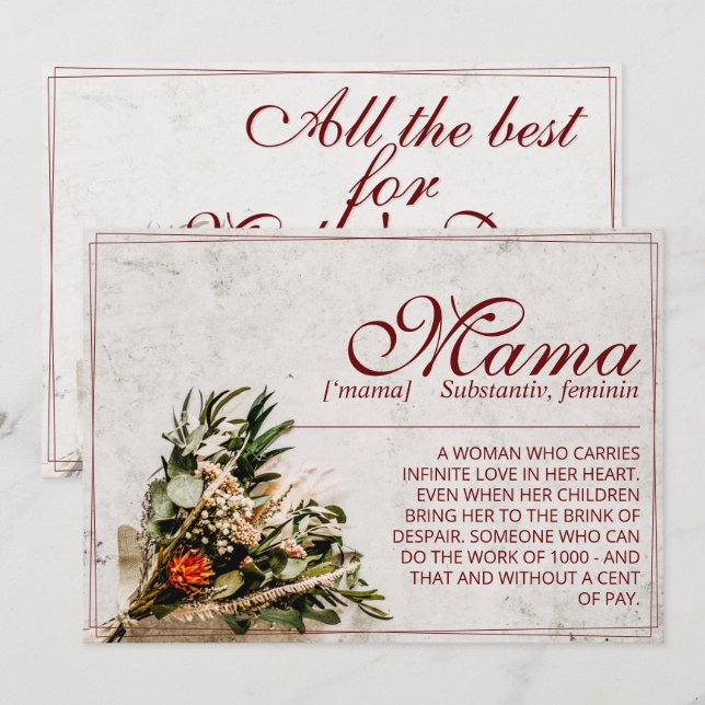 Maman - tout simplement irremplaçable - Bouquet (Devant / Derrière)