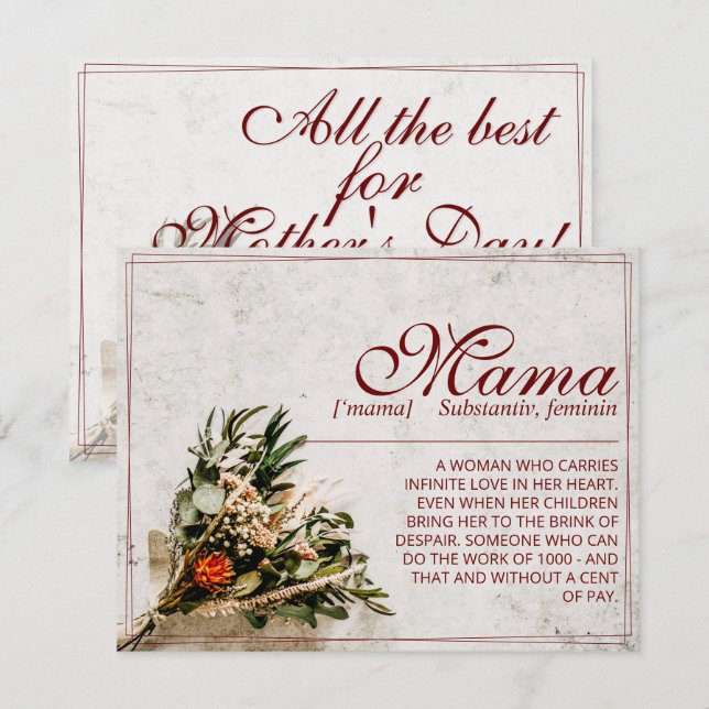 Maman - tout simplement irremplaçable - Bouquet (Devant / Derrière)