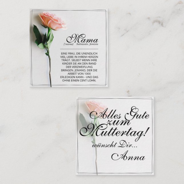 Maman - Tout simplement irremplaçable | Carte clas (Devant / Derrière)