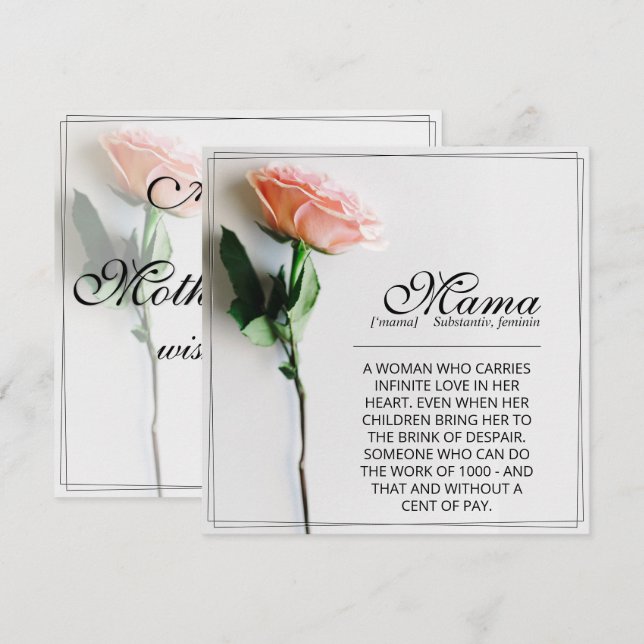 Maman - Tout simplement irremplaçable | Carte clas (Devant / Derrière)