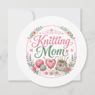 Maman Tricoteuse - Carte de Fête Ronde et Plate