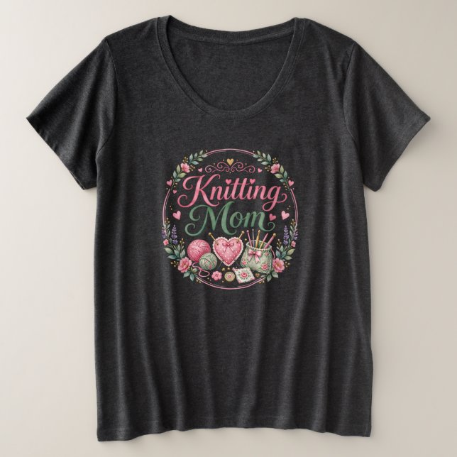 Maman Tricoteuse - T-Shirt Grande Taille  (Design devant)