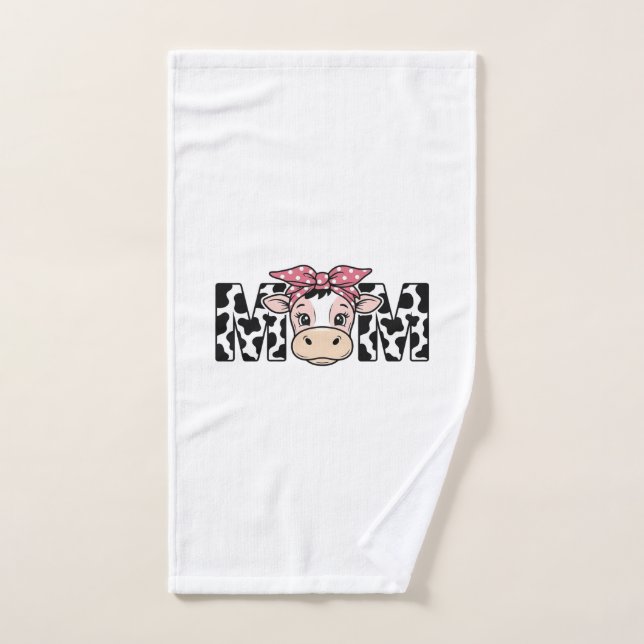 Maman Vache Mignonne Nœud Conception Graphique_1 (Serviette à main)
