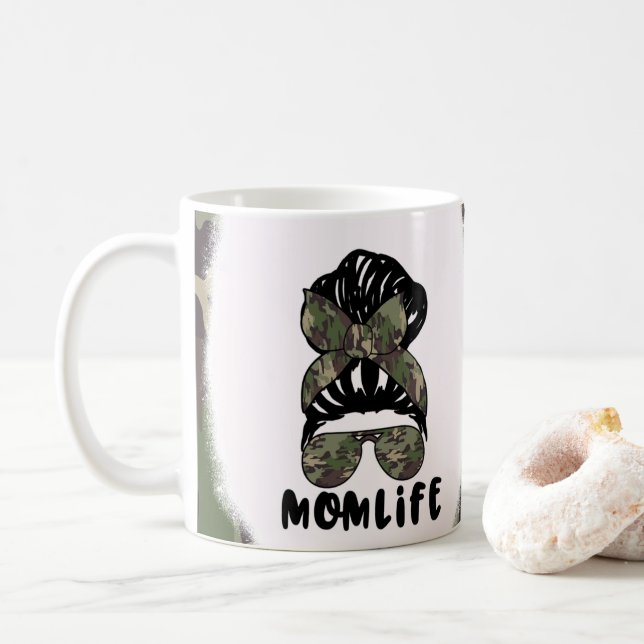 Maman Vie Camouflage Camo Design Café Mug Cup (Avec donut)