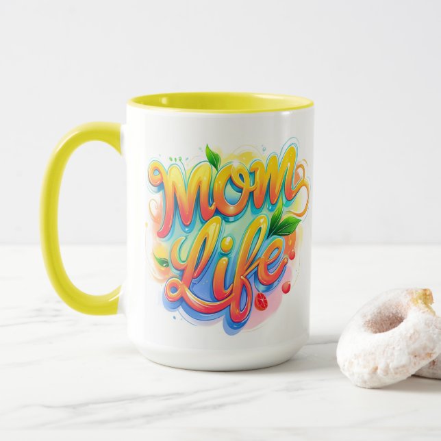 Maman Vie Nom personnalisé Mug - Citronnelle Inspi (Avec donut)