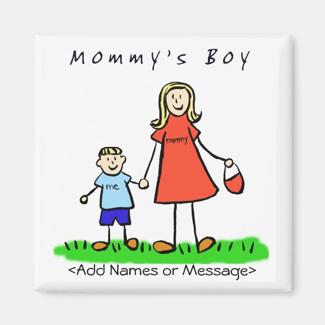 Maman's Boy - Mère et Fils Blonde Family Magnet (Devant)