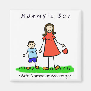 Maman's Boy - Mère & Fils Brunette Family Magnet