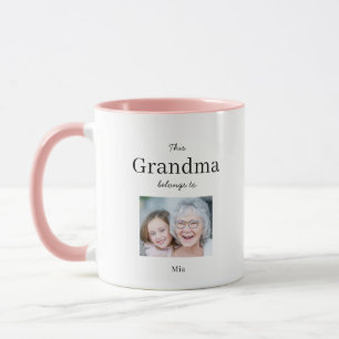 Mamie appartient à, Mug Café Photo Personnalisée