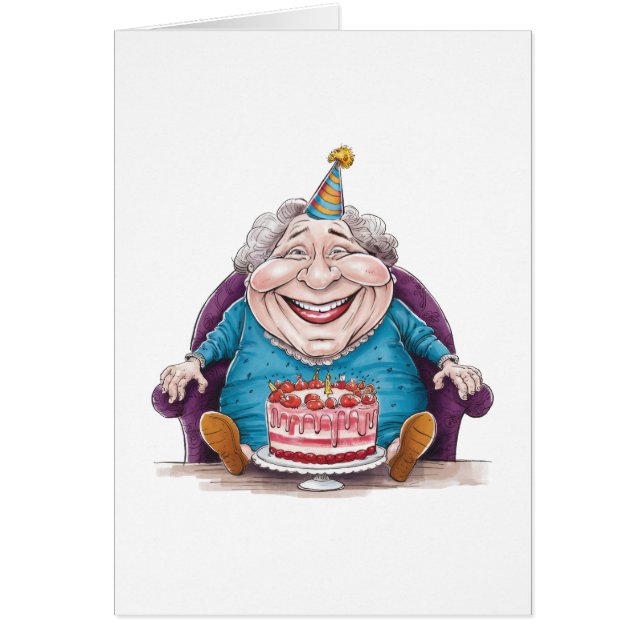Mamie drôle Gâteau énorme & Cadeau en espèces (Devant)