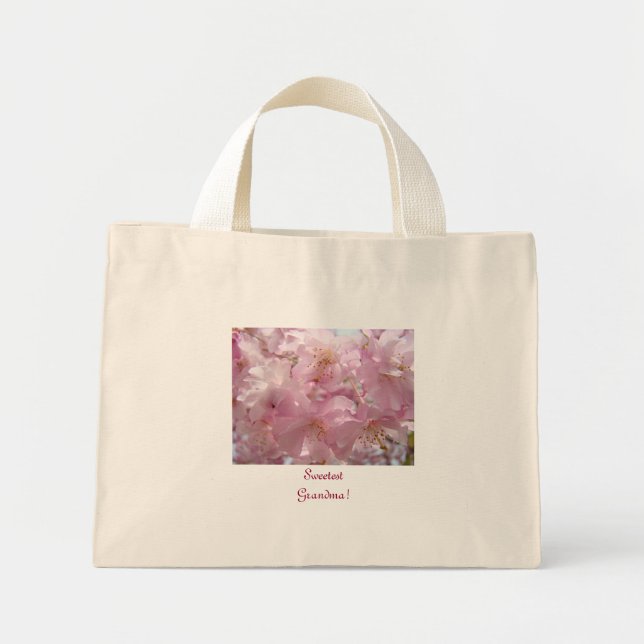 Mamie la plus douce ! Sac fourre-tout à fleurs ros (Devant)