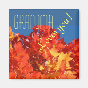 Mamie t'aime ! aimants Feuilles d'automne orange