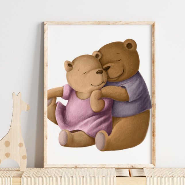 Mamma aquarelle et Papa ours | Impression murale o (Créateur téléchargé)
