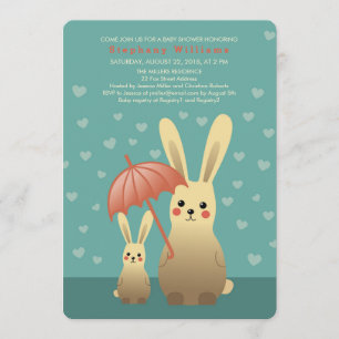 Mammy de lapins mignons avec invitation Baby showe