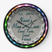 Man Cave Neon Beer Casquette Horloge ! Ajoutez NOM