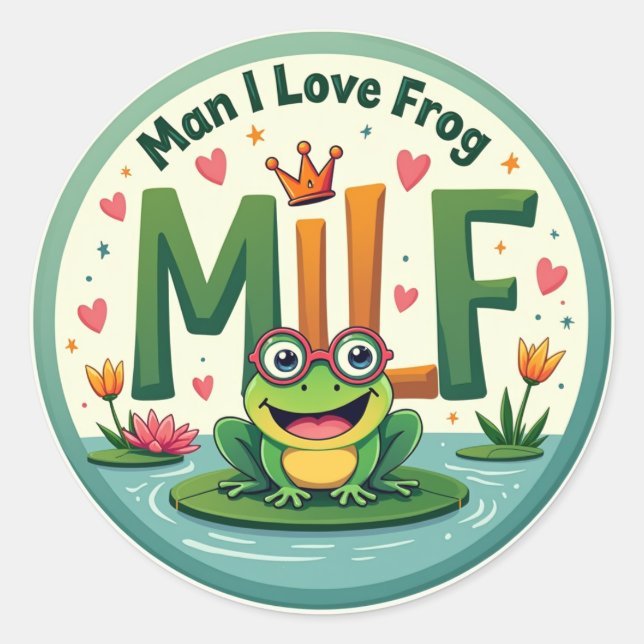Man I Love Frog (MILF) - Sticker à la grenouille m (Devant)