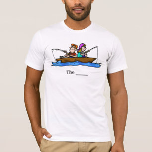 Man Woman Fishing in Boat T-shirt personnalisable.