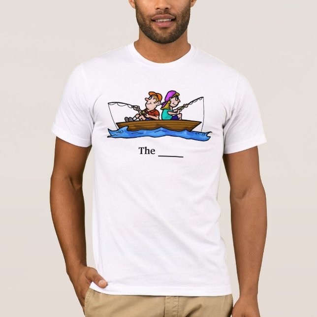 Man Woman Fishing in Boat T-shirt personnalisable. (Devant)