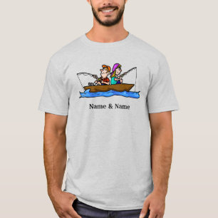 Man Woman Fishing in Boat T-shirt personnalisable.
