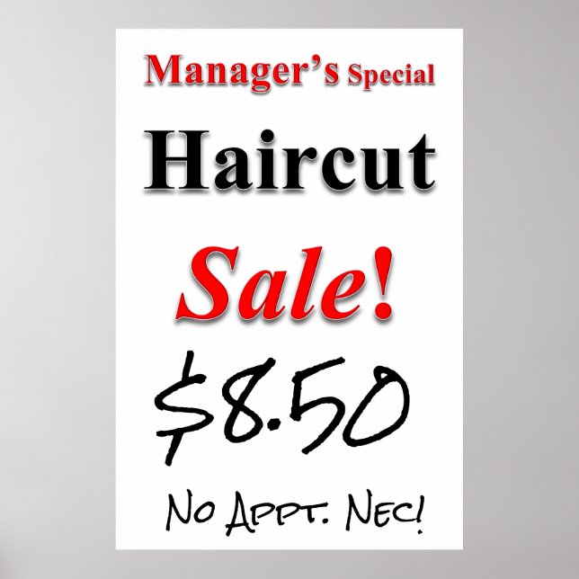 Manager's Special Haircut Sale Beauty Salon Poster (Devant)