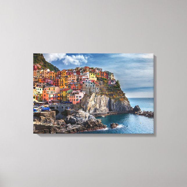 Manarola ItalieCliffside Maisons Panorama Toile AR (Recto)