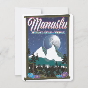 Manaslu Himalayas Népal affiche de voyage carte