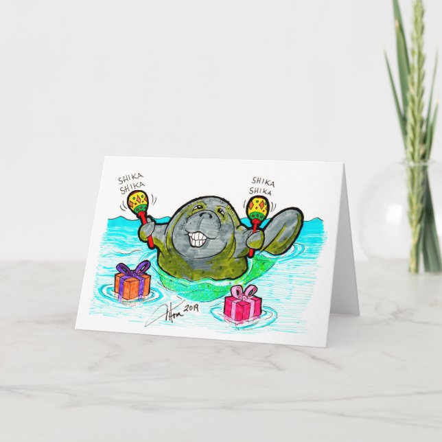 Manatee avec la carte d'anniversaire Maracas (Devant)