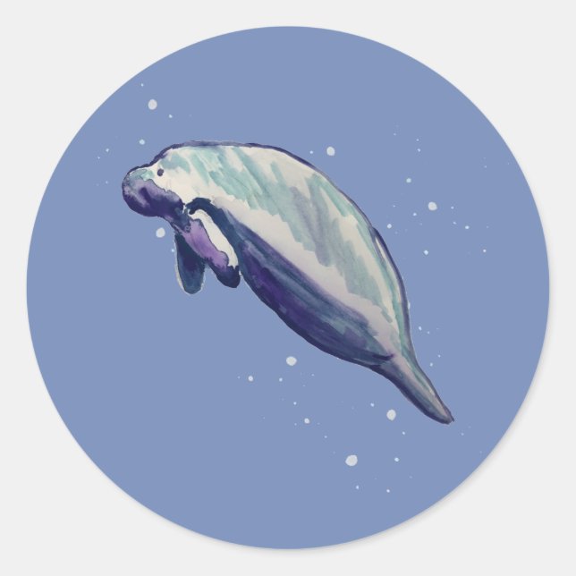 Manatee Peinture Ocean Party Stickers Merci (Devant)