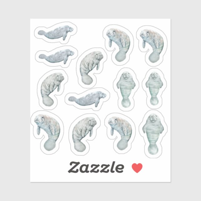 Manatees Custom Vinyl Sticker Sheet 3" (Feuille)