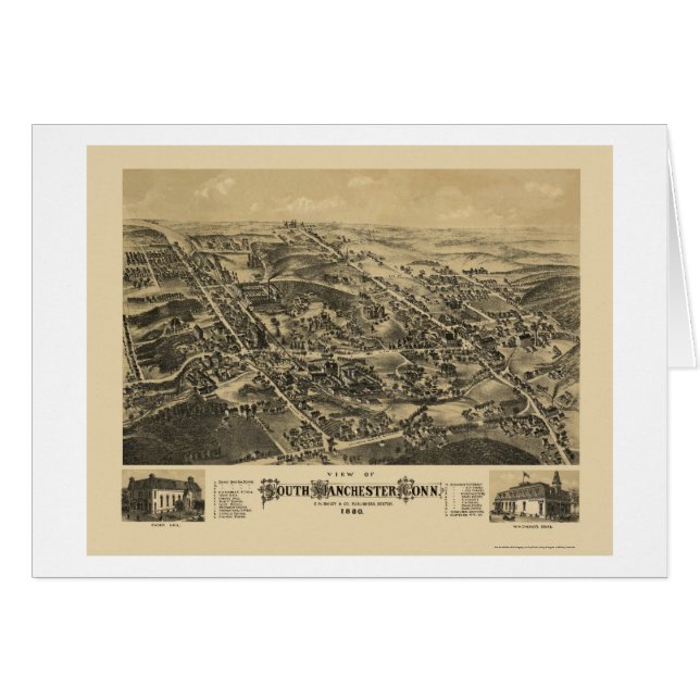 Manchester du sud, carte panoramique de CT - 1880 (Devant horizontal)