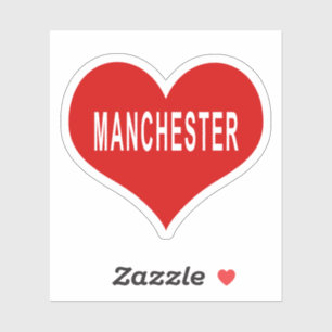 MANCHESTER Red Love Heart Vinyl Sticker
