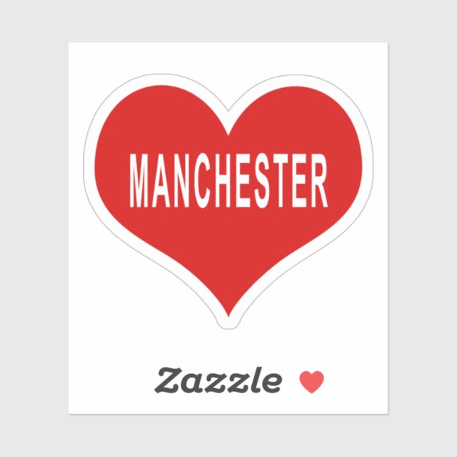 MANCHESTER Red Love Heart Vinyl Sticker (Feuille)