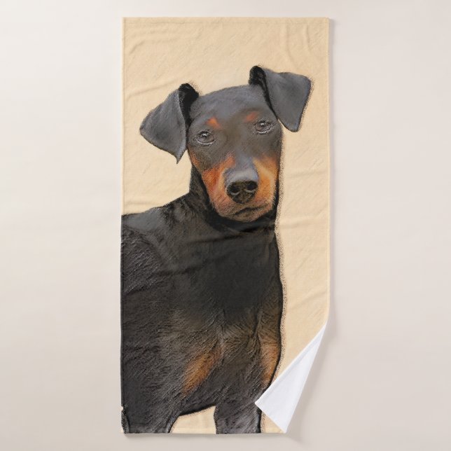 Manchester Terrier Peinture Art animal original (Serviette de bain)