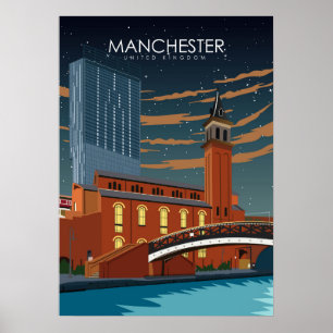 Manchester Vintage Minimum Retro Travel Poster
