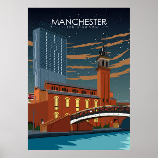 Manchester Vintage Minimum Retro Travel Poster