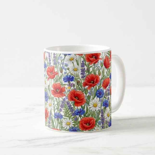 Manchette de mug Prairie de fleurs sauvages vibran (Devant droit)