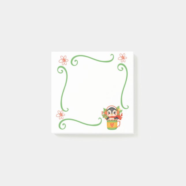 Manchot de Noël dans des Post-It de tasse (Devant)