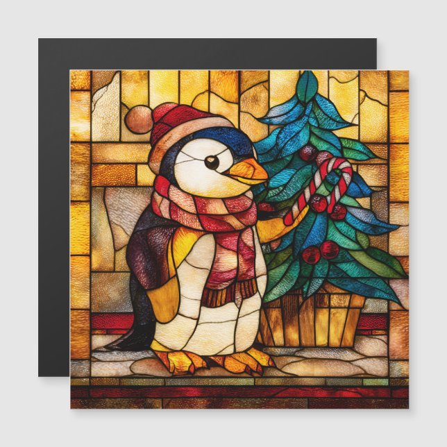 Manchot de Noël en verre coloré (Devant / Derrière)