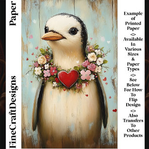 Manchot, Guirlande de cœur floral CH7 Papier pour