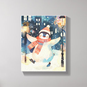 Manchot heureux – Art mural aquarelle pour nurseri