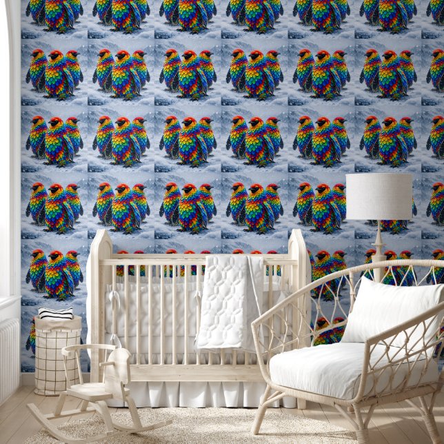 Manchots arc-en-ciel, papier peint d'art de luxe (Enfants)