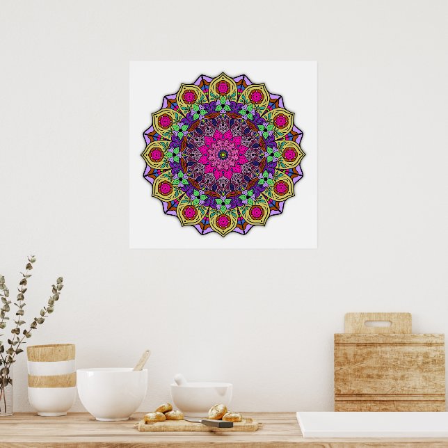 Mandala 12-2 PinkFlower - Poster (Cuisine)