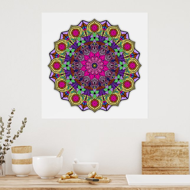 Mandala 12-2 PinkFlower - Poster (Cuisine)