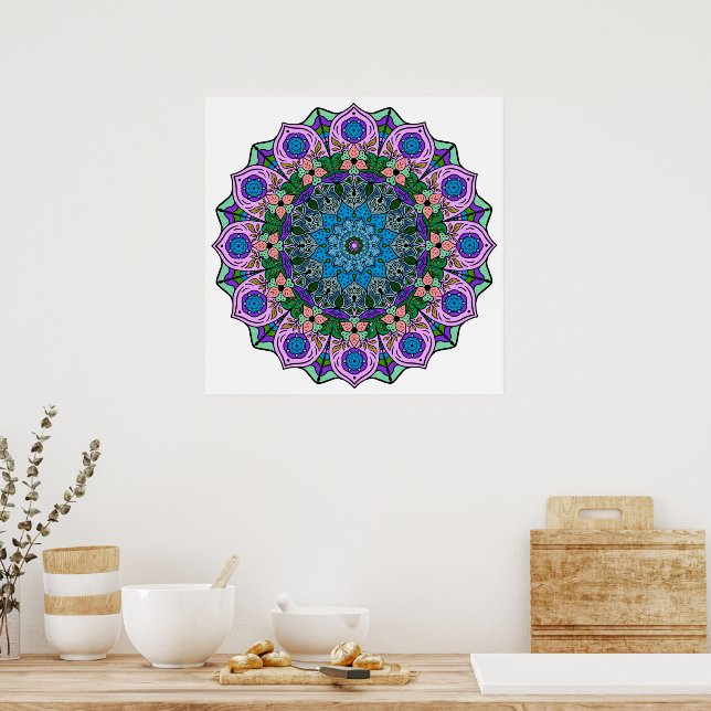 Mandala 12-2 TealRose - Affiche (Cuisine)