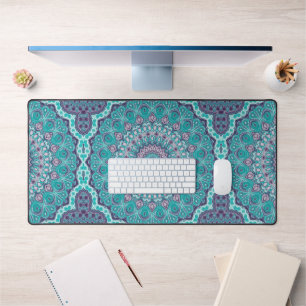 Mandala à l'aquarelle en turquoise et violet