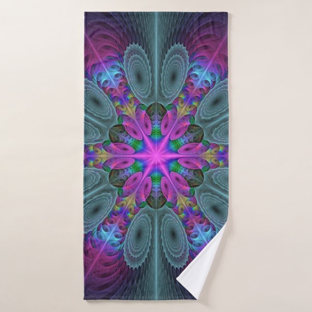 Mandala à partir de la couleur centrale Art fracta (Serviette de bain)