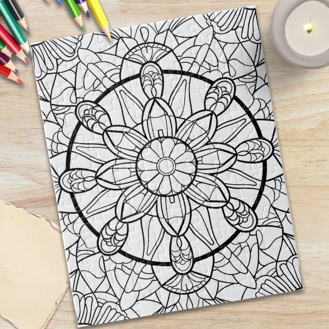 Mandala Abstrait Amusant Puzzle de Coloriage (Abstract Mandala Fun Coloring Puzzle)