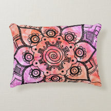 Mandala Accent Coussin Abstrait rose et orange
