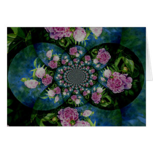 Mandala aquarelle florale pivoine blanche rose